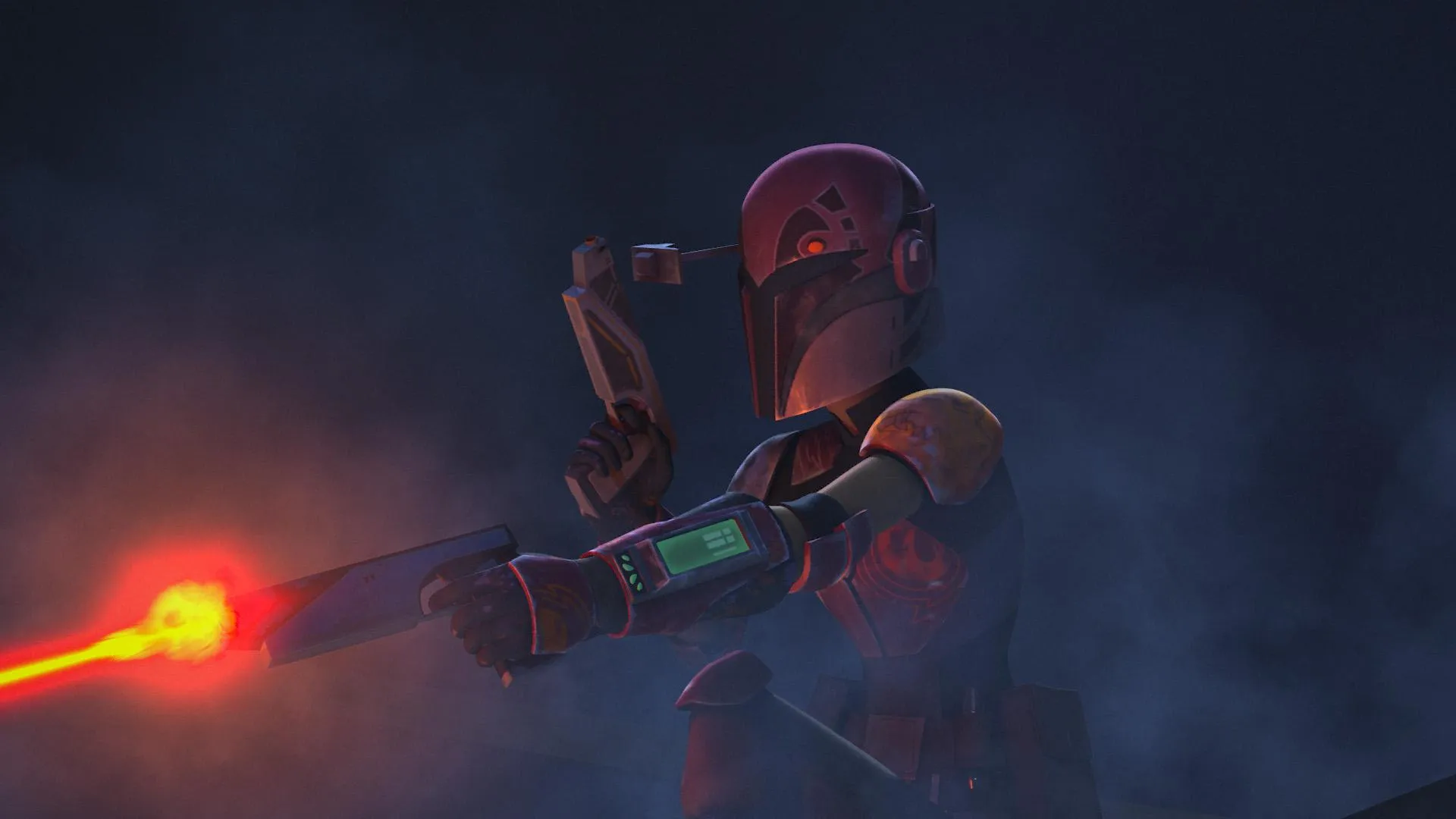 Sabine Wren utilisant la diversion d'une Bombe de Fumée