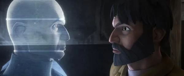 Gregor face à l'hologramme de Rex. 