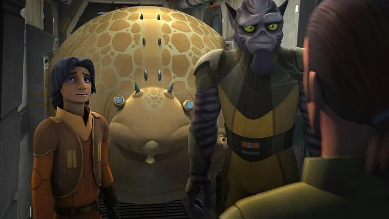 Un Cochon Globe effrayé par Ezra Bridger et Zeb Orrelios