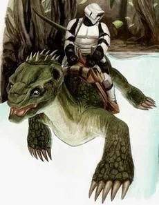 Un Scout Trooper sur un Bolotaur.