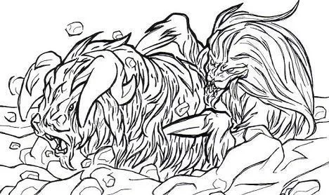 Modrol des Glaces attaquant un Q'lk des Neiges