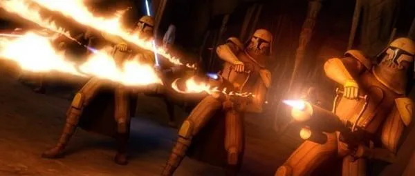 Des Flame Troopers en action sur Geonosis.