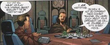 Kenobi et son maître Jinn jouent au Dejarik