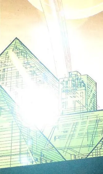 Les rayons du soleil dispatchés par le transparacier des pyramides du Nouveau Temple