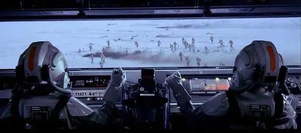 Des Pilotes d'AT-AT de la Force Blizzard en action pendant la Bataille de Hoth.