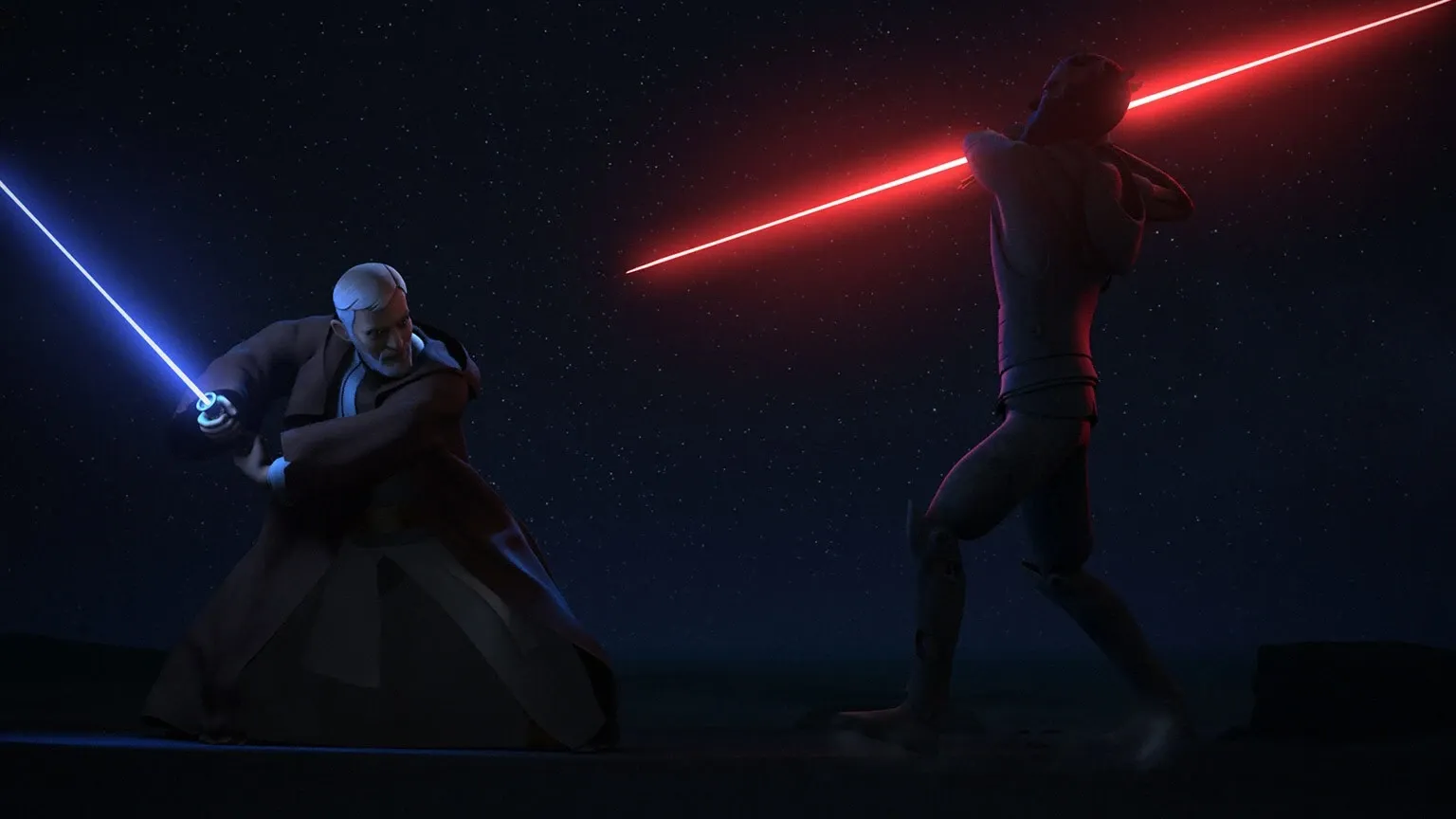 L'ultime duel entre Maul et Obi-Wan Kenobi sur Tatooine.