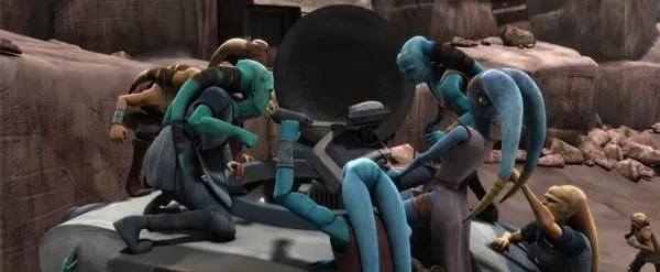 Le Droïde Tacticien TX-20 en mauvaise posture dans son Char d'Assaut Blindé. 