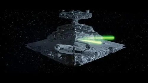 Le Faucon Millenium poursuivit par un Star Destroyer et ses TIE