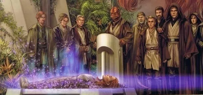 Luke et Ben (à droite), assistant aux funérailles de Mara