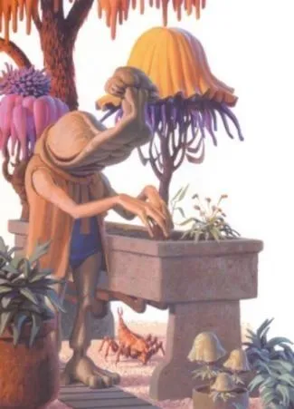 Momaw Nadon s'occupant de son jardin, sur Tatooine