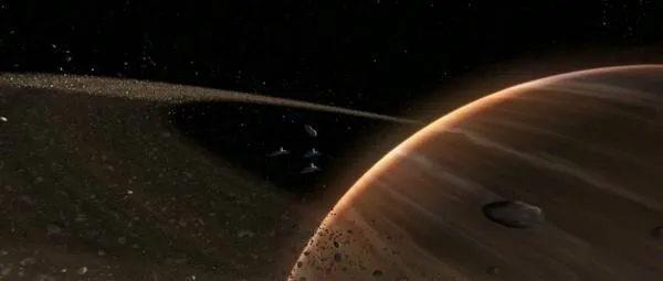 La formation de Skywalker protégée par une ceinture d'astéroïdes. 