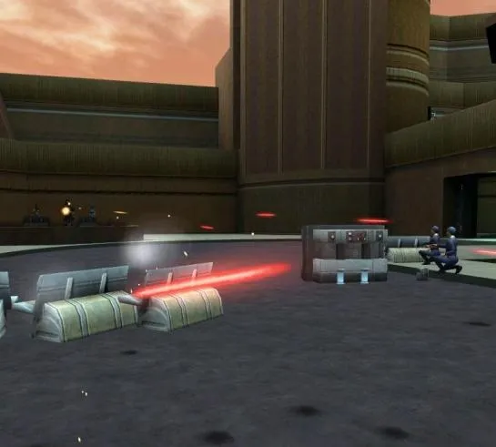 Echange de tir entre les officiers de Bespin et les mercenaires de Baruk