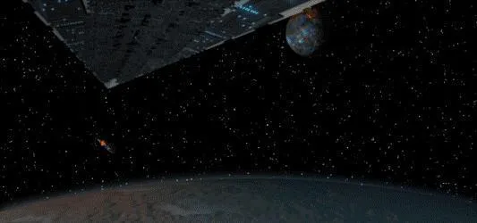 Le Vengeance observe la Corvette s'abîmer dans l'atmosphère de Dorlo