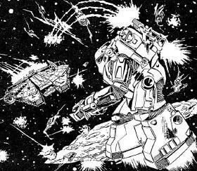 Un Spacetrooper fait feu sur le Faucon Millenium