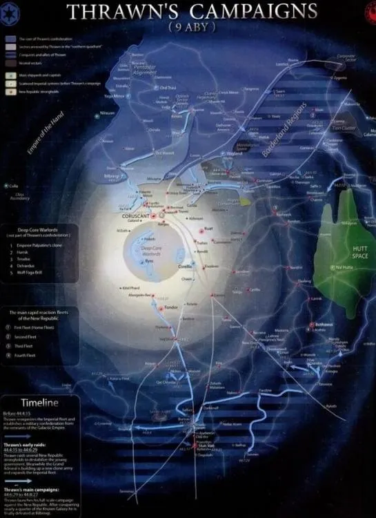 Carte du déroulement des évènements de la Campagne de Thrawn