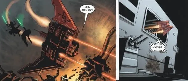 Le Mynock largue Cade et Wolf à bord du Darklight. 