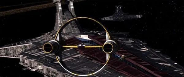 Le Chevalier Jedi Anakin Skywalker et R3-S6 quittent le Resolute. 