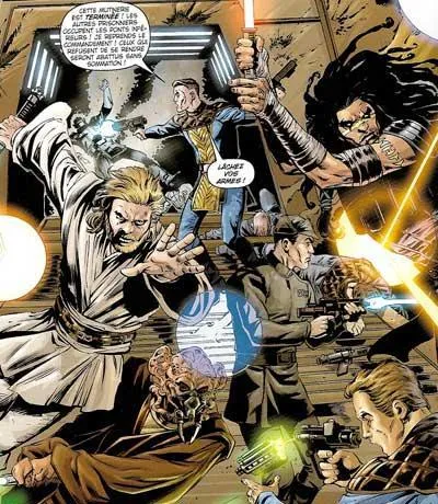 Kenobi, Koon et Vos accompagnés de Dallin et Dodonna reprennant le pont du Mersel Kebir