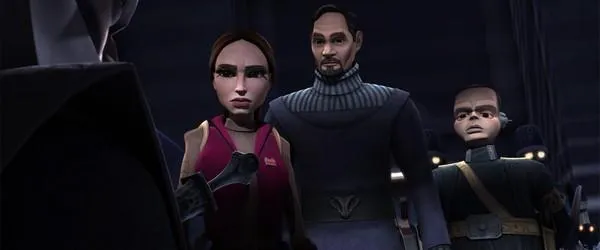 Amidala, Organa et Divo découvrent le corps sans vie de Deechi. 