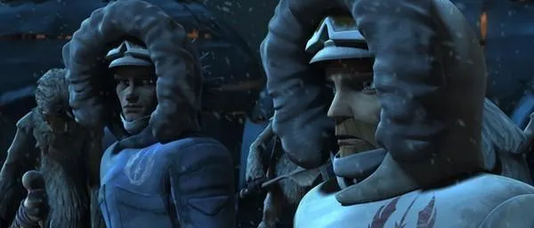 Anakin Skywalker et Obi-Wan Kenobi découvrent un village Talz. 