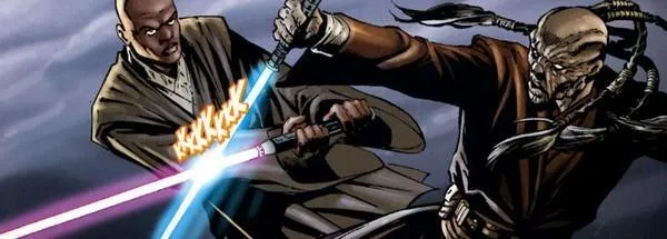 Duel entre Mace Windu et Sora Bulq.