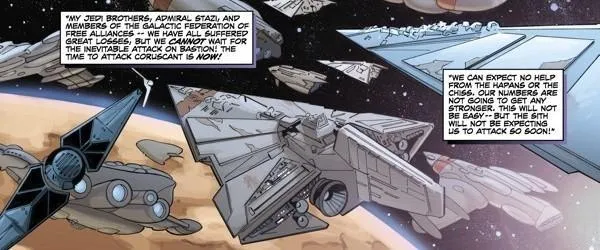 La flotte des alliés stationnée au-dessus de Bastion.