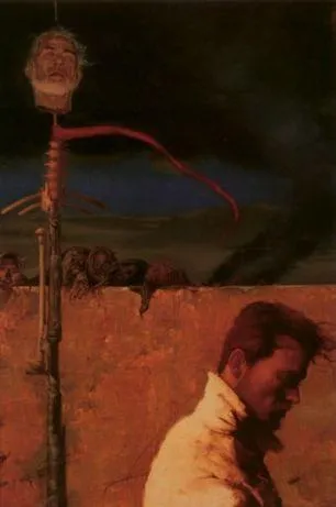 La tête de Morgan Katarn, au bout d'une pique, à l'entrée de Barons Hed