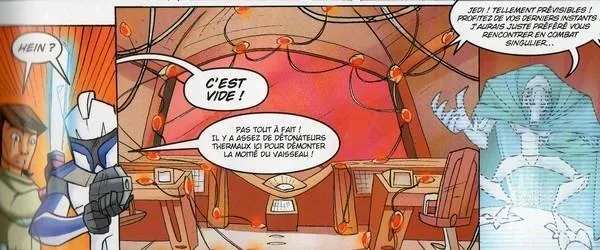 Anakin et Rex constatent que la passerelle du Deyvus est inoccupée. 