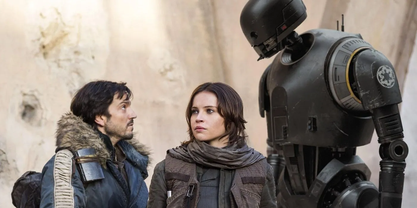 Cassian, Jyn et K-2SO sur Jedha