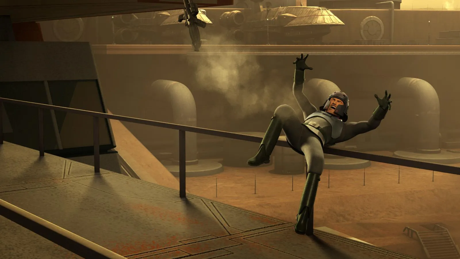 Kallus, touché, part à la renverse