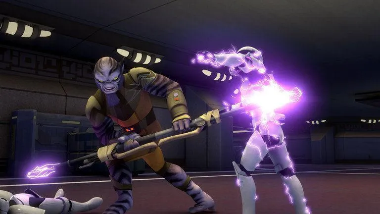 Zeb prenant seul une escouade de Stormtroopers