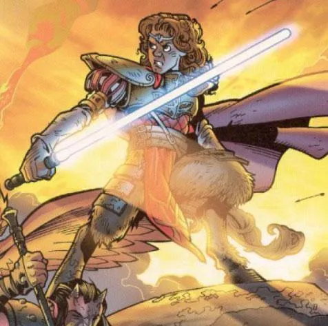 Le Maitre Jedi Valenthyne Farfalla lors de la Bataille de Ruusan