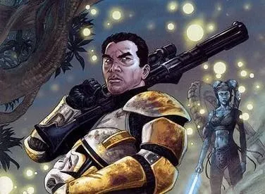 Le Commandant ARC Bly du 327ème Corps d'Armée Stellaire avec le Maître Jedi Aayla Secura.