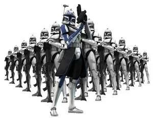Rex et les hommes de la Compagnie Torrent. 