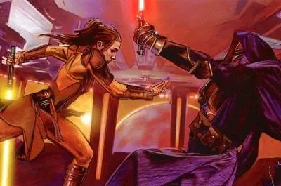 Bastila Shan contre Revan sur le pont de son vaisseau-amiral