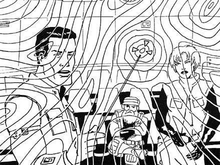 Mart Stevez en briefing pour une mission avec Vu Nin et un autre soldat