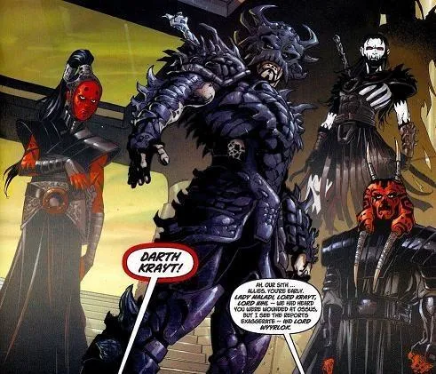 Darth Krayt, entouré de ses principaux lieutenants.