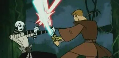 Asajj trouve en Anakin Skywalker un incroyable rival alors qu'ils s'affrontent dans les jungles de Yavin IV.