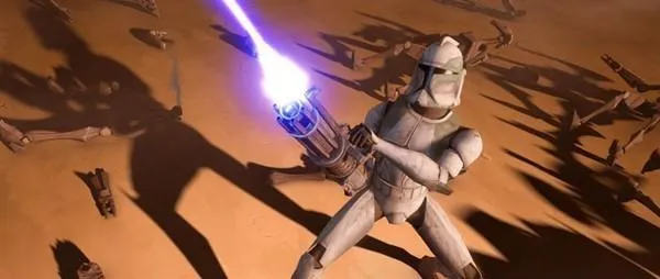 Buzz et son Canon Blaster Rotatif Z-6 lors de la Seconde Bataille de Geonosis.