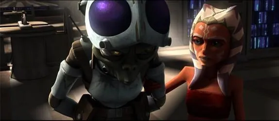 Cato Parasitti appréhendée par la Padawan Ahsoka Tano. 