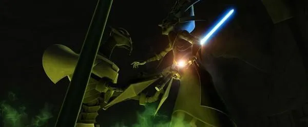 Grievous élimine la Soeur de la Nuit Jeteuse de Sort Daka.