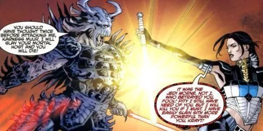 Le duel entre Darth Krayt et Celeste Morne