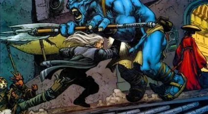 Jennir aux prises avec les gardes d'Orvax IV