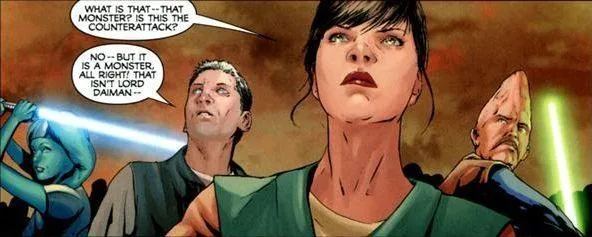 Dorvin, aux côtés de ses compagnons Jedi sur Chelloa