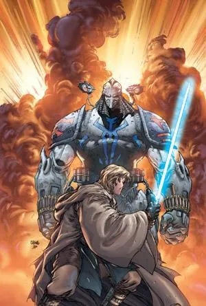 Durge affronte le Chevalier Jedi Anakin Skywalker.