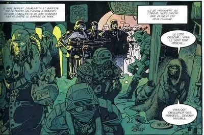 Grath ouvre la marche de la colonne impériale qui arpente les rues de Nar Shaddaa