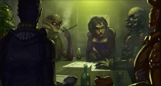 Hylo Visz planifie l'attaque du blocus avec ses subalternes