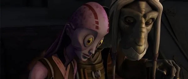 Ione tente de dissimuler son implication dans le meurtre du Trandoshan Nack Movers à Maître Sinube. 