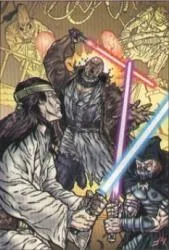 Mynnic et ses camarades affrontent deux Jedi Noirs