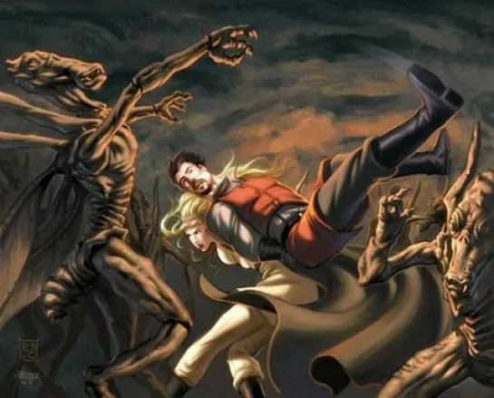 Jyl Somtay et Naj Pandoor aux prises avec des Geonosiens